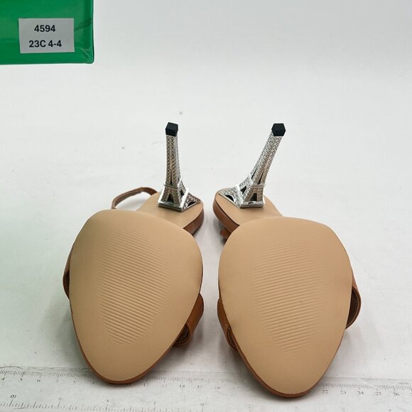 Nude Women Open Toe Slip on Sandals High Heel Slingbacks Braid Ball Dance Shoes - Picture 6 of 6